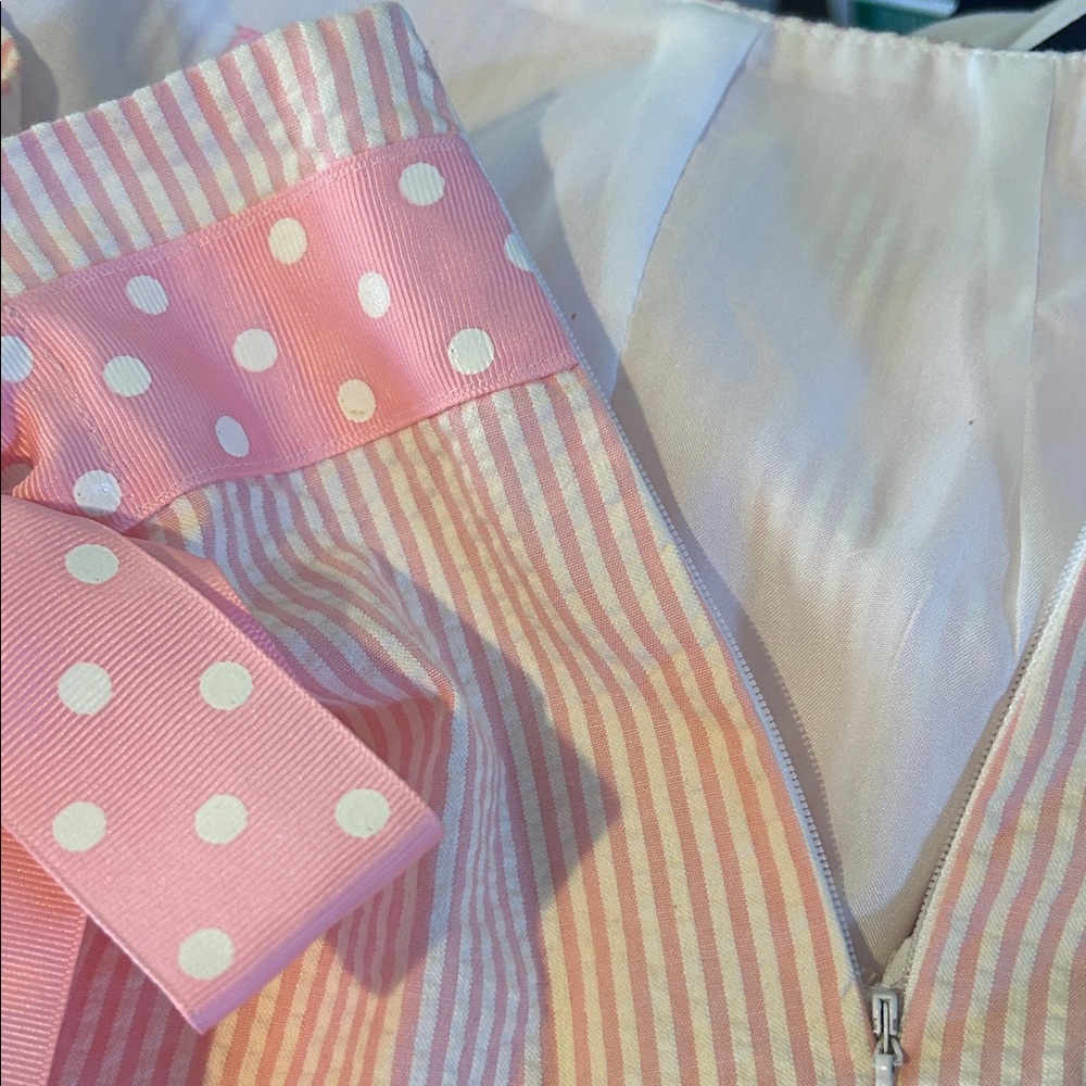 Molly B Pink and White Mini Skirt with Polka Dot Bow - Picture 6 of 6